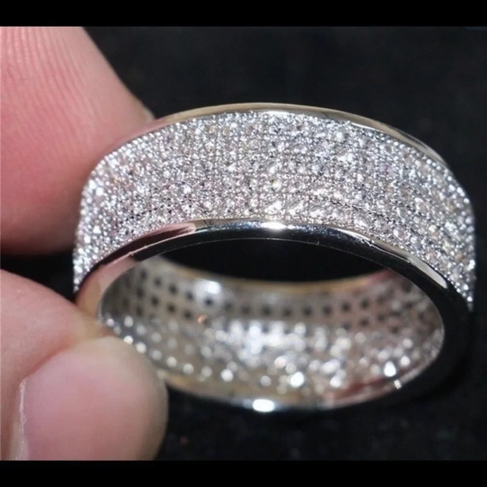 925 Sterling Silver diamond cut ring - Picture 3 of 5
